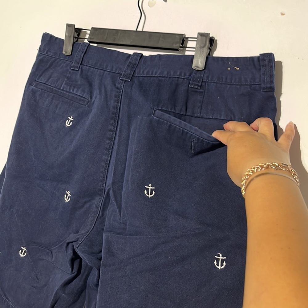 J.Crew Men’s 8.5” Navy Embroidered Anchor Flat Front Chino Shorts Size 36 - Picture 6 of 7